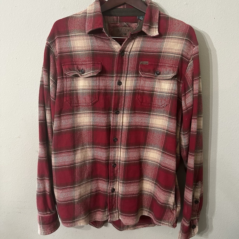 Orvis Heavyweight‎ Flannel Shirt Men Pockets Buttoned Cuffs Cotton Size L